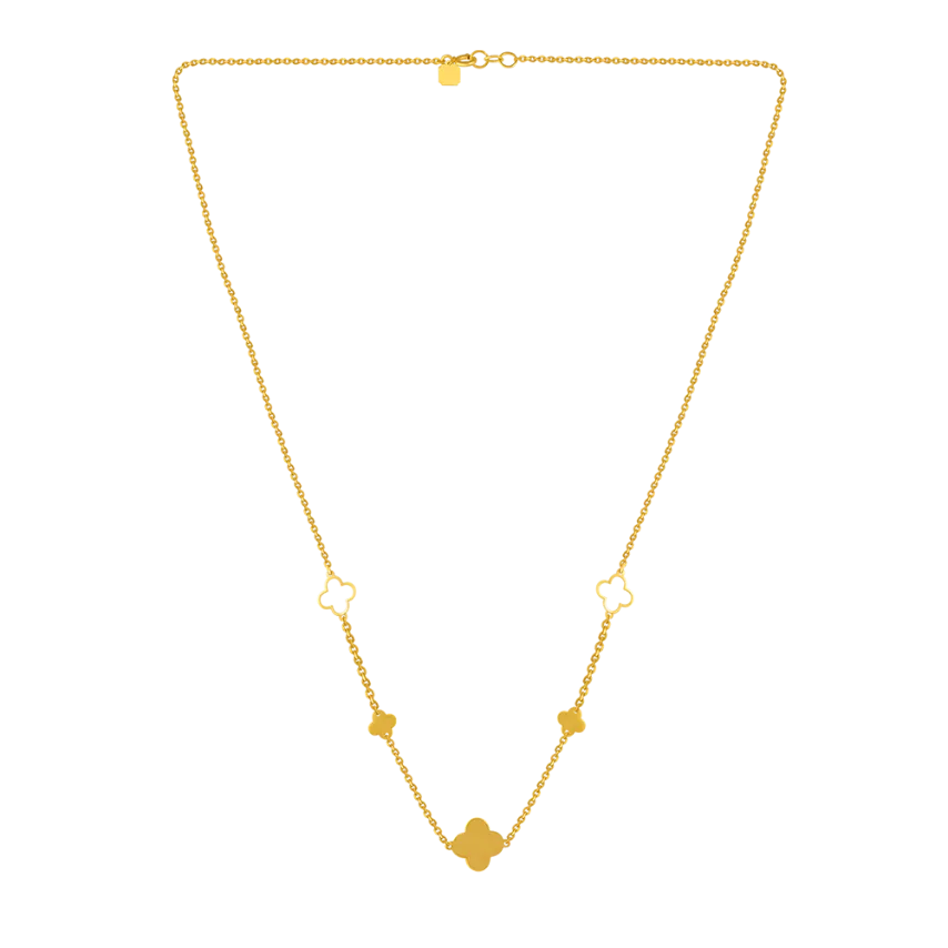 22k Gold Chain Adorned With Unique Floral Design