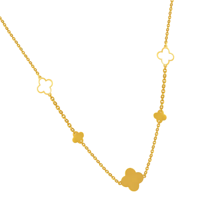 22k Gold Chain Adorned With Unique Floral Design