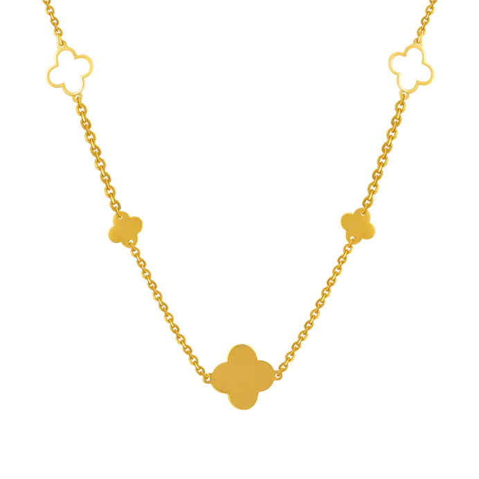 22k Gold Chain Adorned With Unique Floral Design