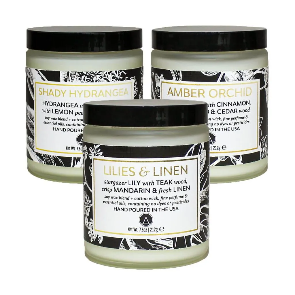 ACDC Candle Co. Set of 3 Scented Soy Jar Candle | Floral Garden