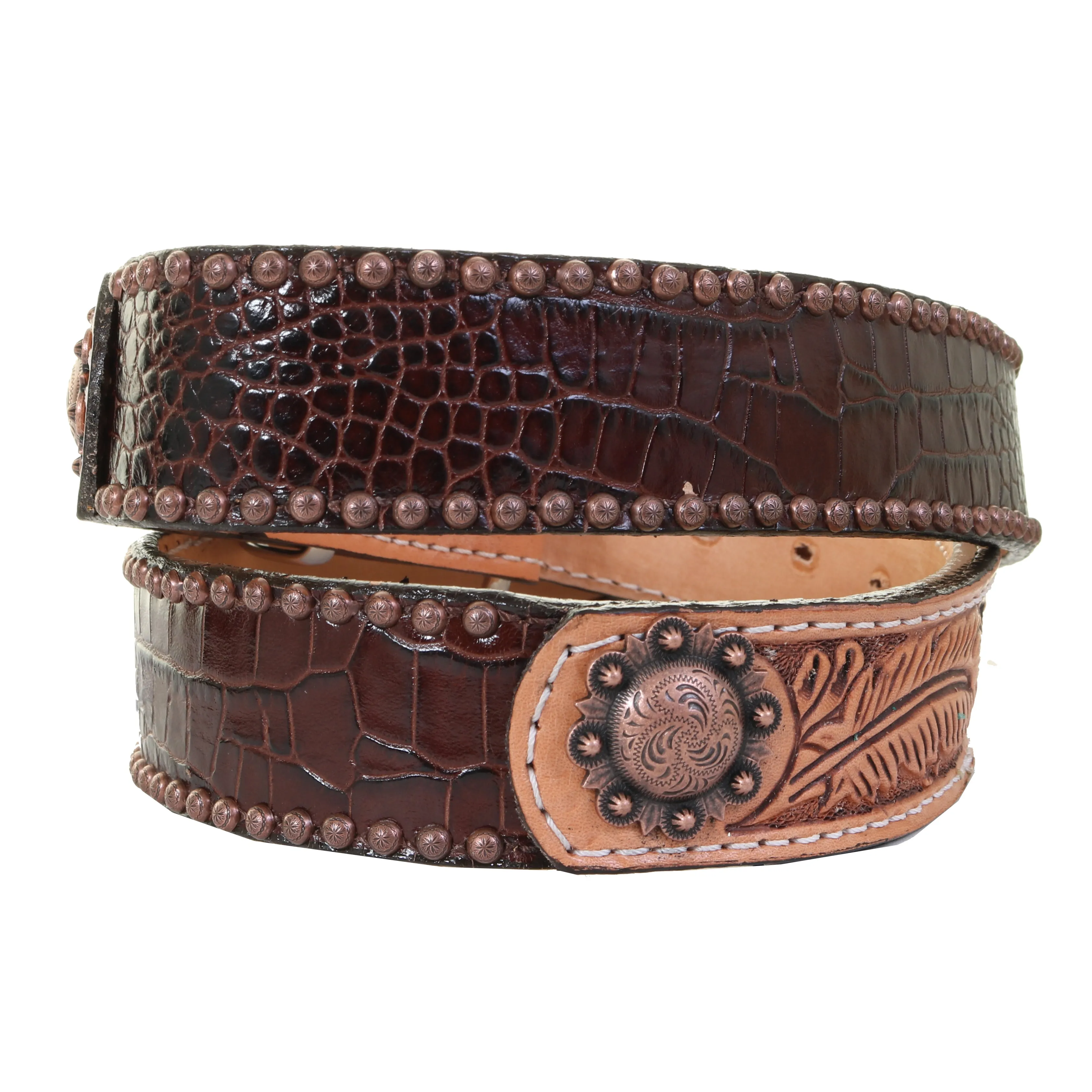 B190 - Mini Africana Print and Floral Tooled Belt