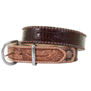 B190 - Mini Africana Print and Floral Tooled Belt