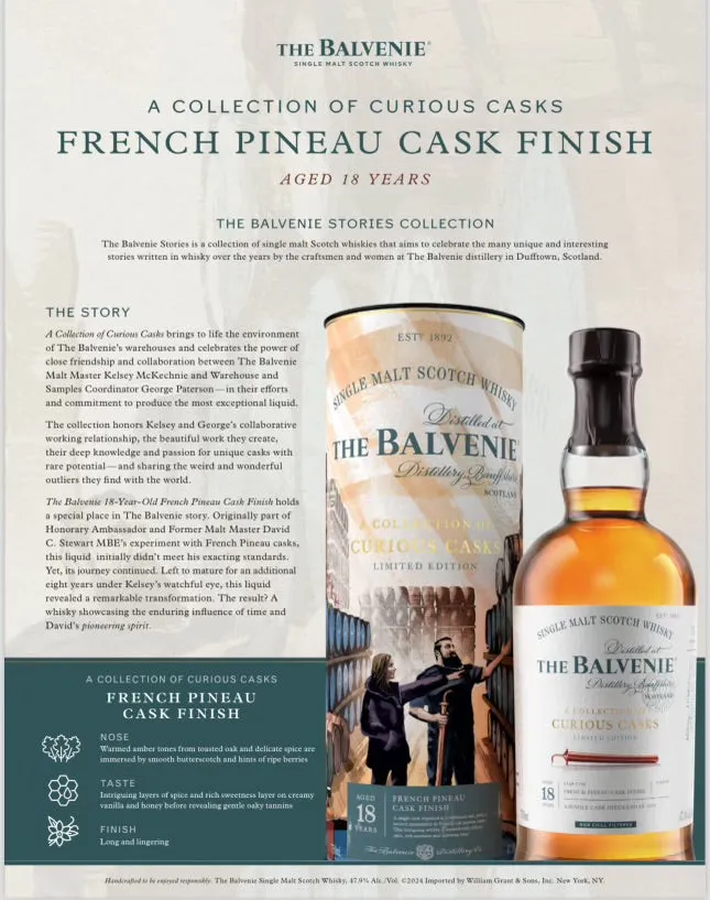 Balvenie Stories Collection French Pineau Cask Finish Limited Edition 18 Year Old Single Malt Scotch Whiskey 750ml (Pre Sale)