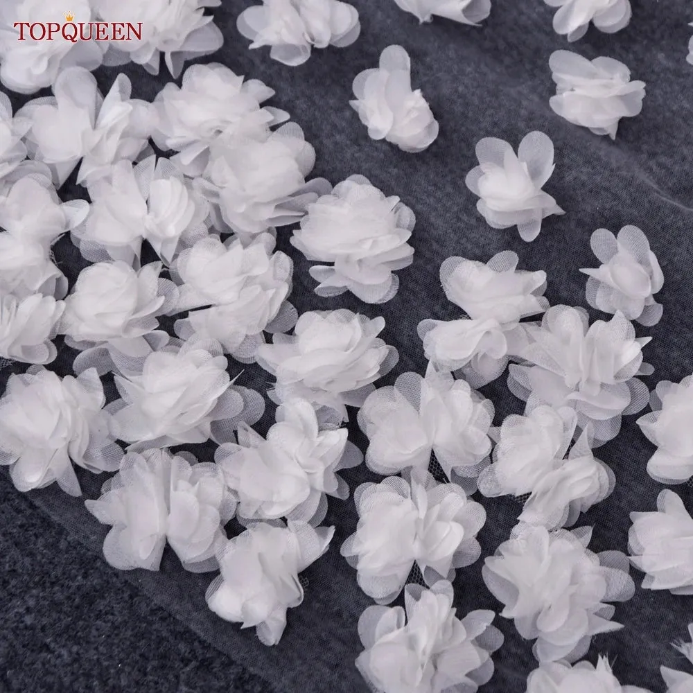 Billowing 3D Floral Extra Long Royal Bridal Veil Cathedral Length 1 Tier