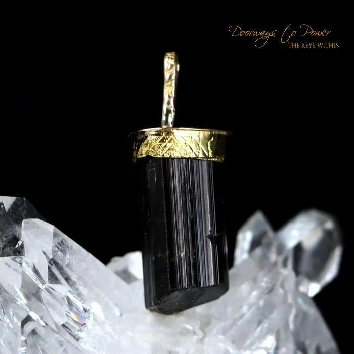 Black Tourmaline Light Language Pendant 14k 'Energetic Armor'