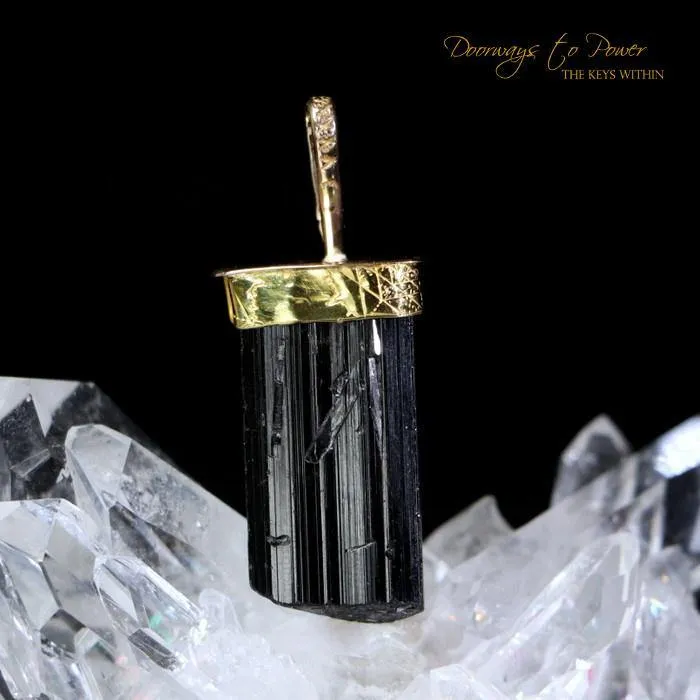 Black Tourmaline Light Language Pendant 14k 'Energetic Armor'