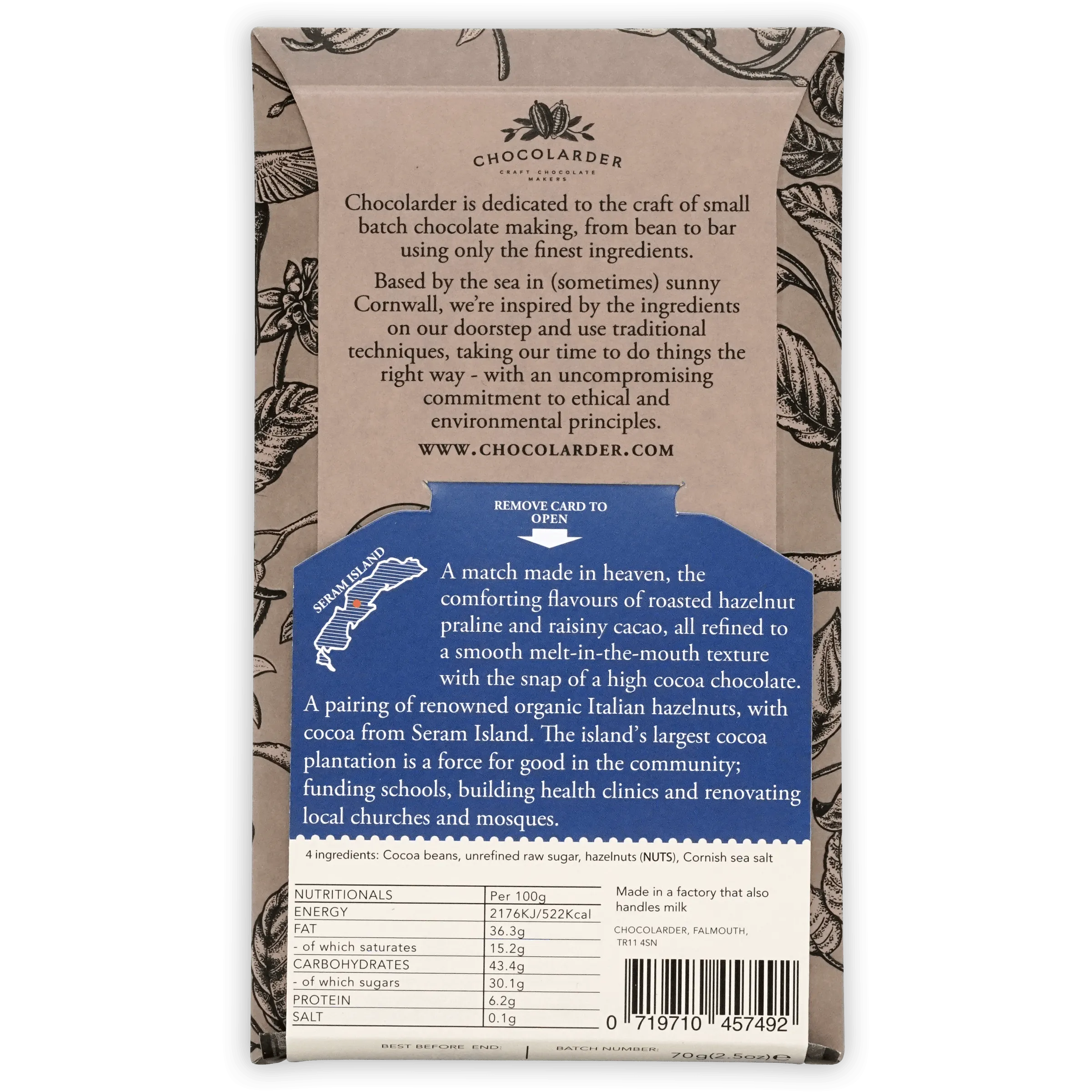 Chocolarder Dark Hazelnut Praline 65%