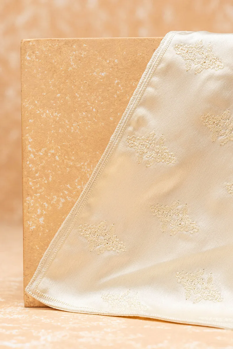Cream All Over Butta Embroidered Pocket Square