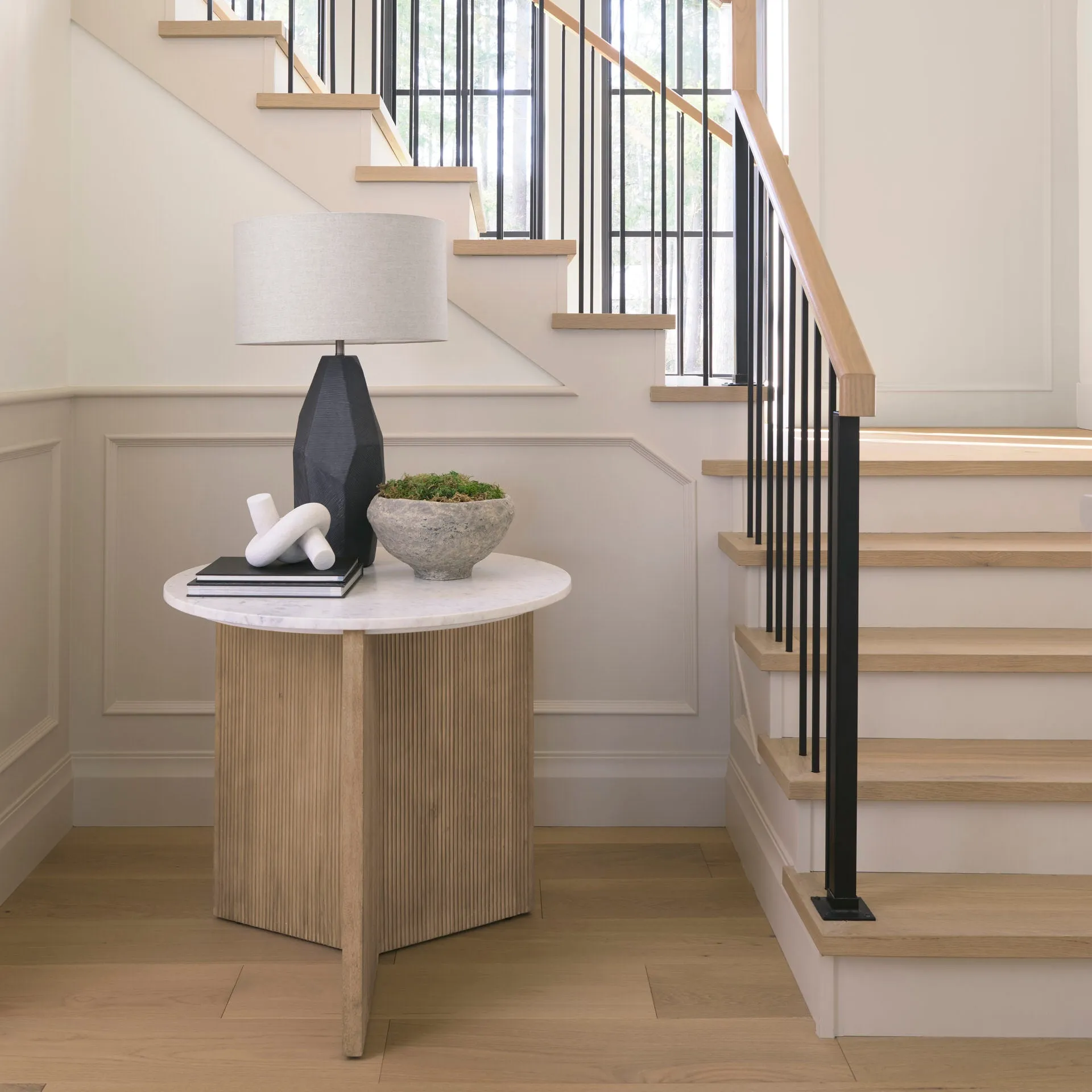Empire Marble Entry Table with Fluted Base