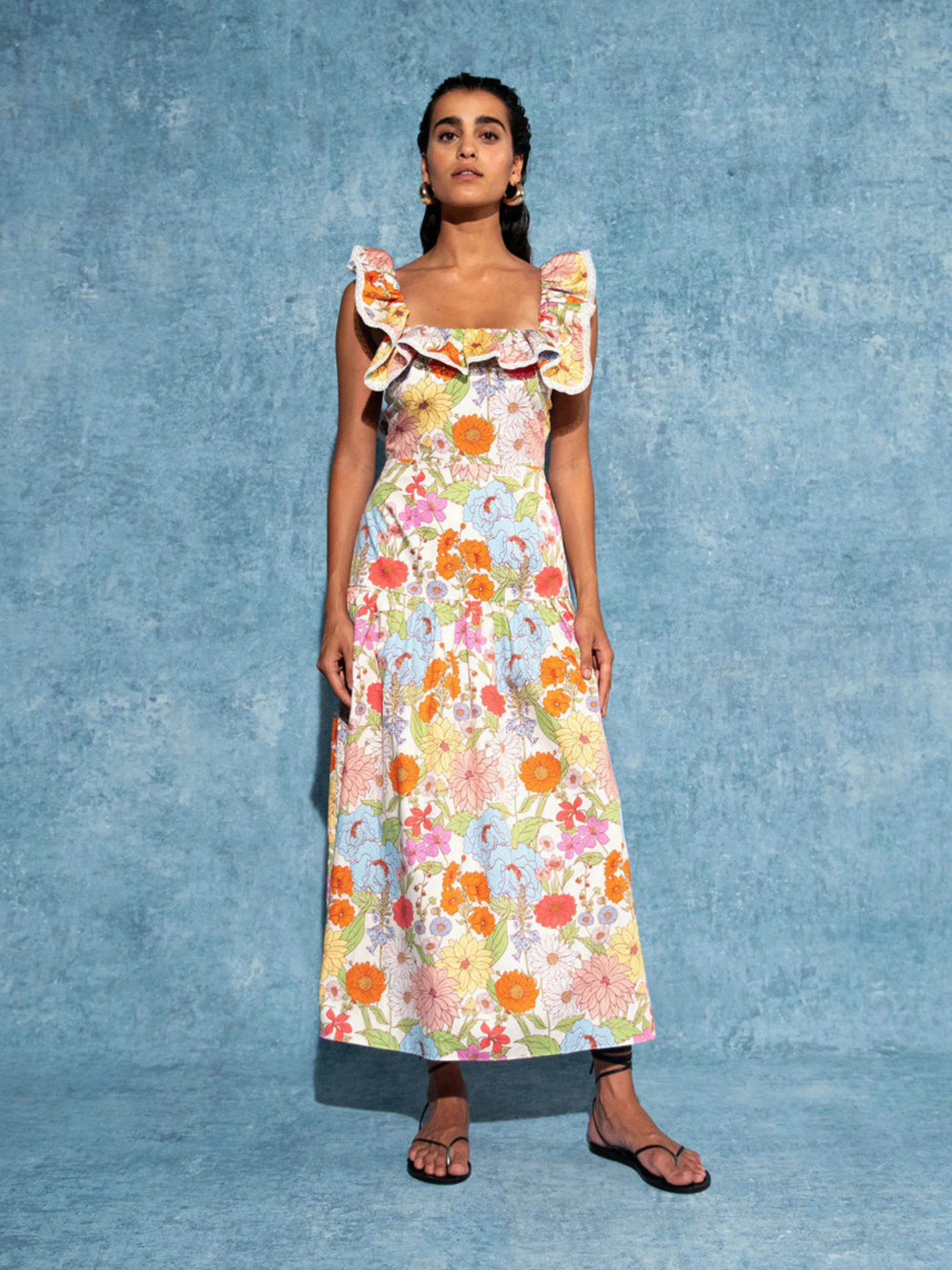 Jessie cotton midi dress in Calliope floral print