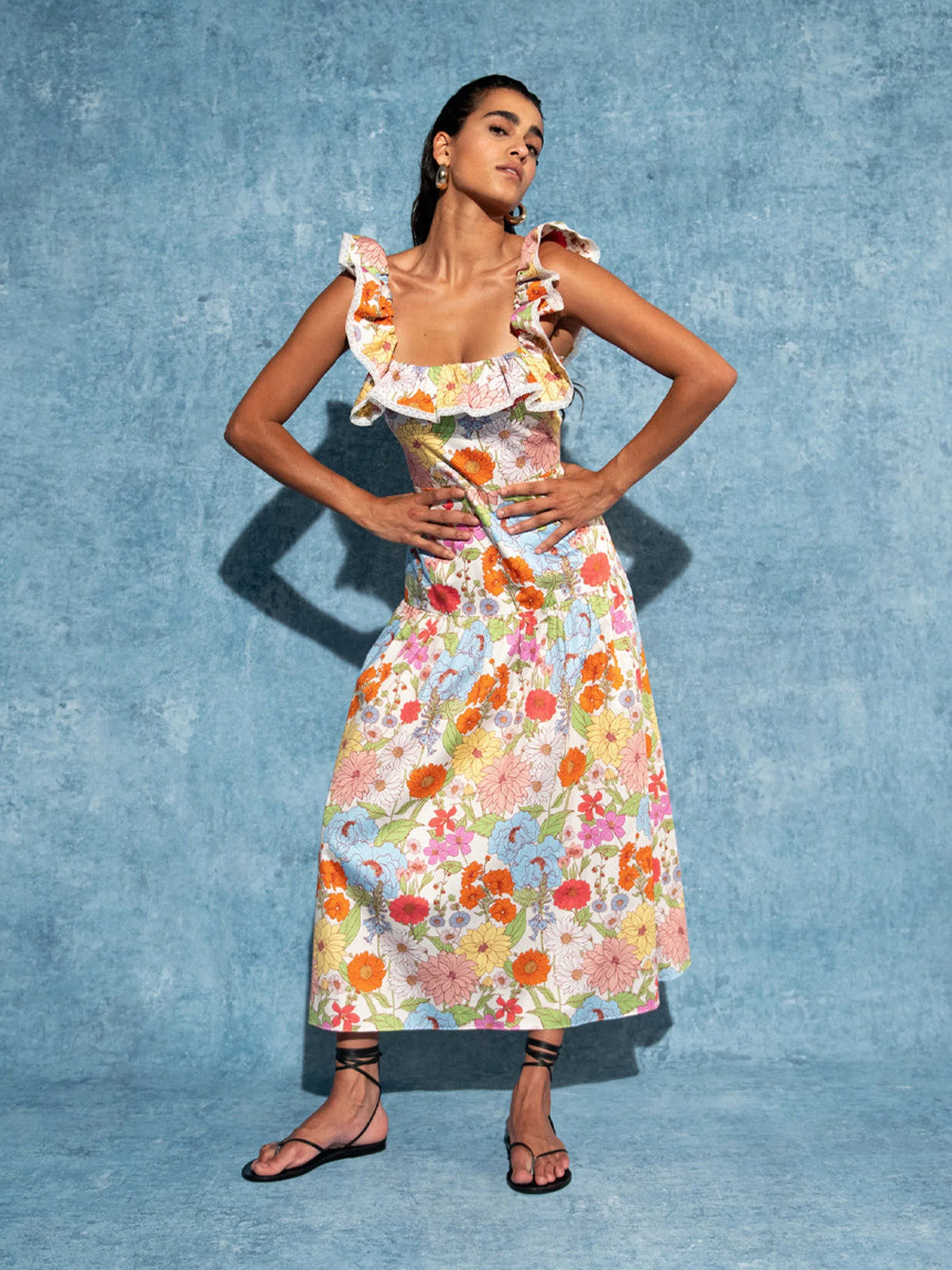 Jessie cotton midi dress in Calliope floral print