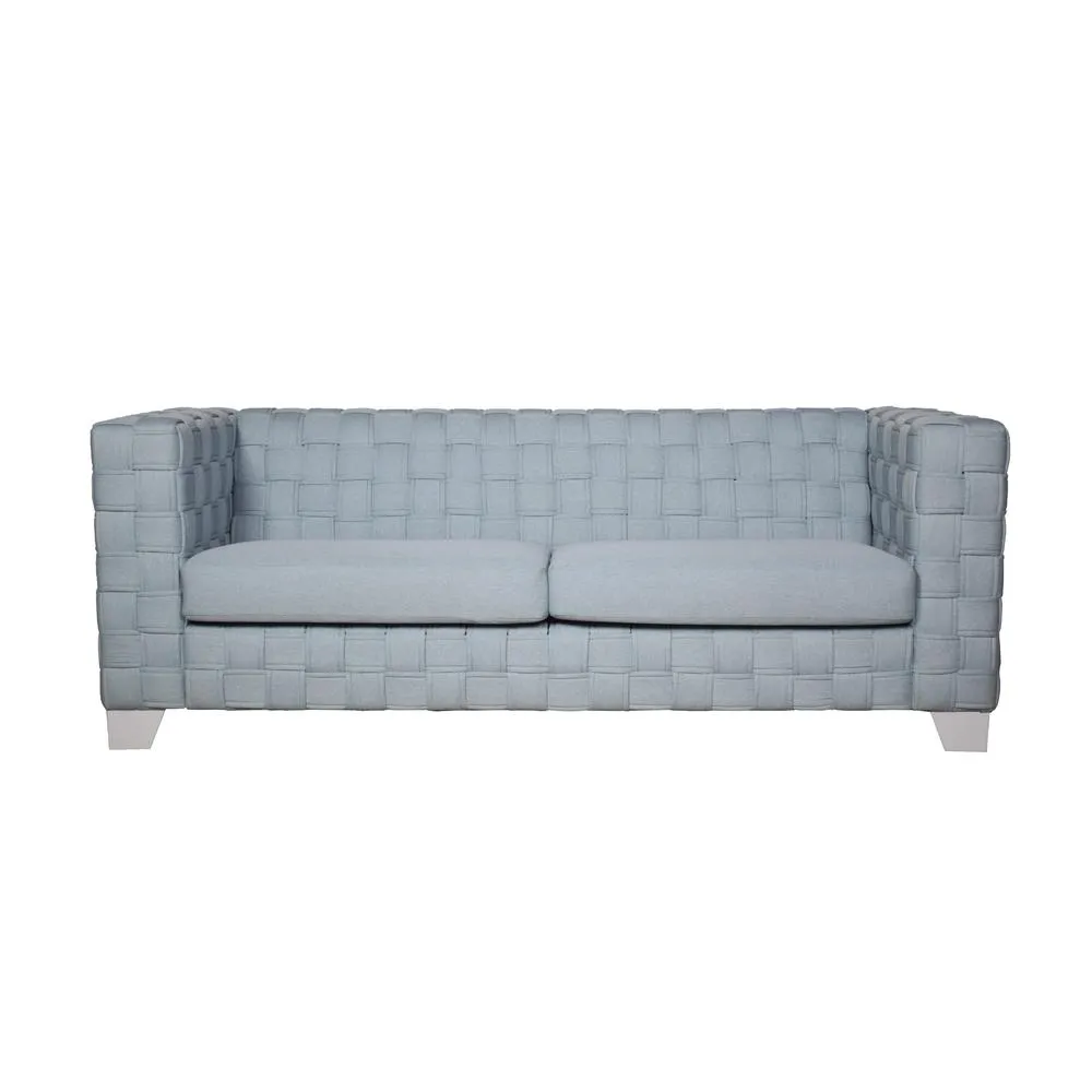 Light Blue Teal Chenille Finish Bubble Sofa Sectional