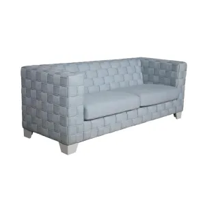 Light Blue Teal Chenille Finish Bubble Sofa Sectional