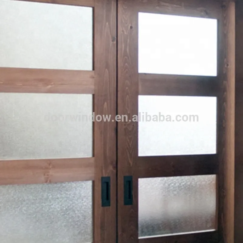 Modern oak wooden double door designs with 4 glass panels office wood door with glassby Doorwin