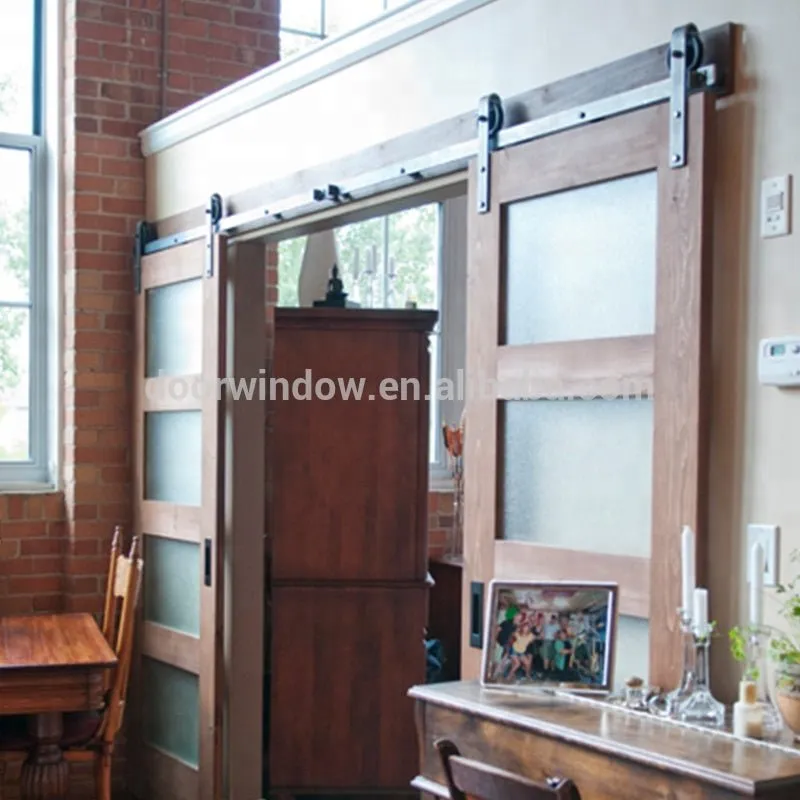 Modern oak wooden double door designs with 4 glass panels office wood door with glassby Doorwin