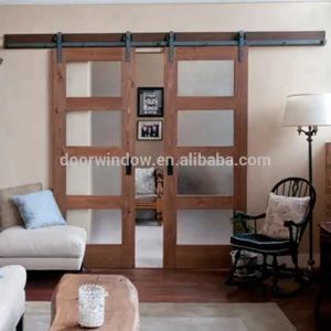 Modern oak wooden double door designs with 4 glass panels office wood door with glassby Doorwin