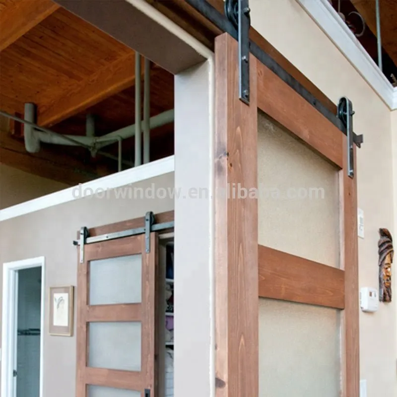 Modern oak wooden double door designs with 4 glass panels office wood door with glassby Doorwin
