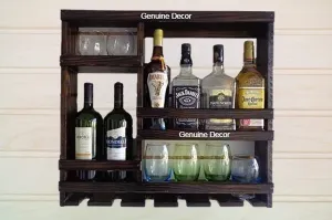 Odejia Furniture Bar Cabinet for Space Wine Glass Holder Extra Large Hold 8 Bottles and 12 Wine Glass