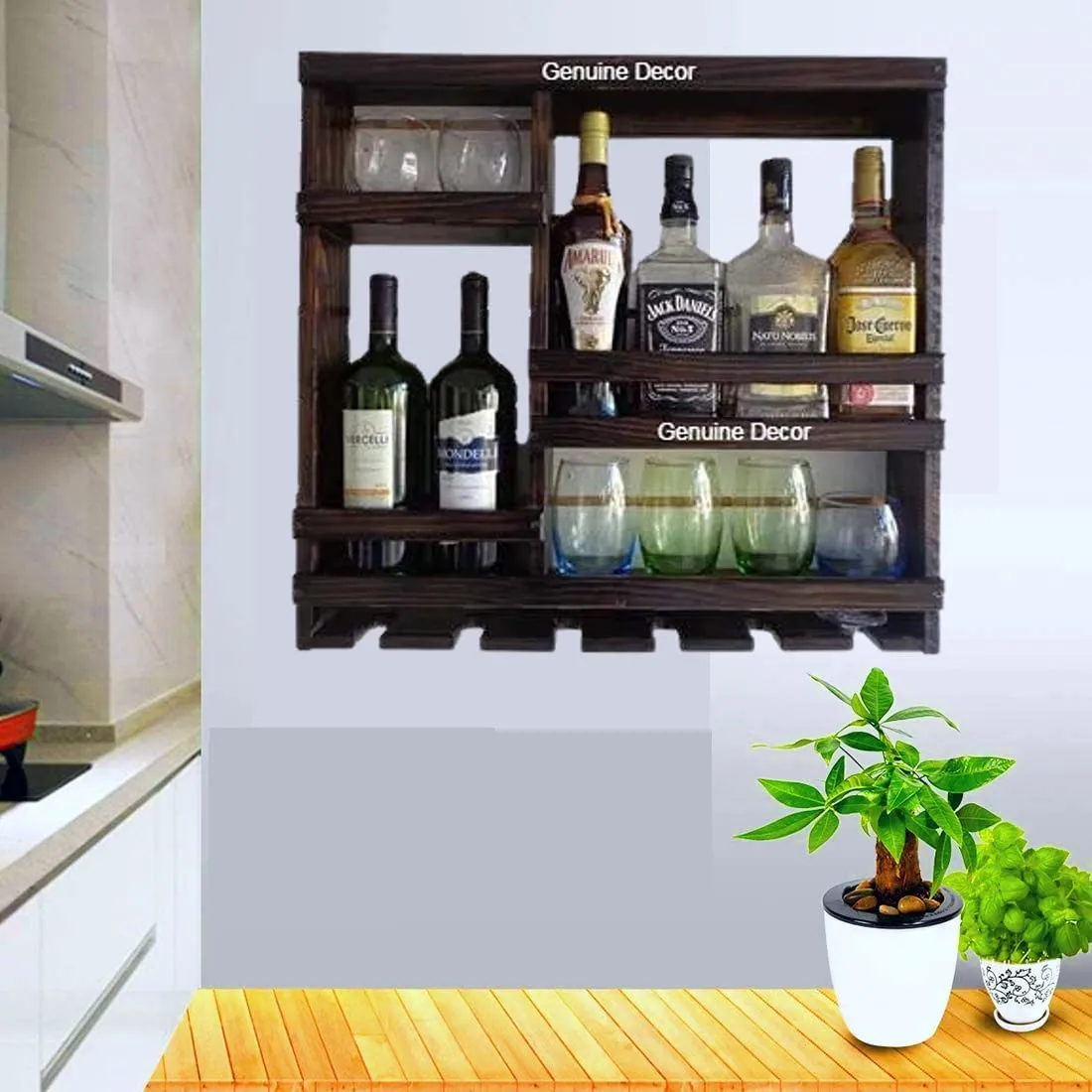 Odejia Furniture Bar Cabinet for Space Wine Glass Holder Extra Large Hold 8 Bottles and 12 Wine Glass