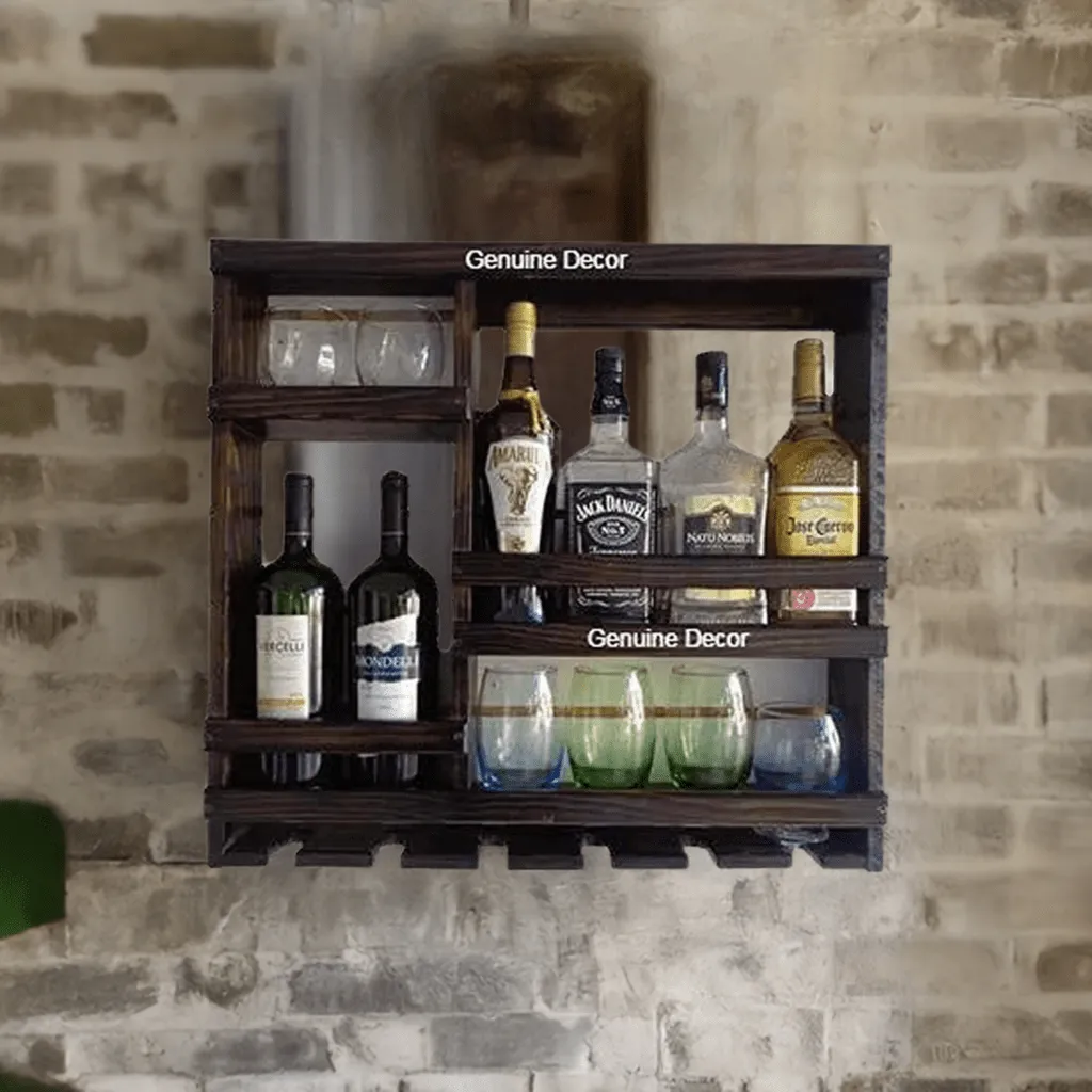 Odejia Furniture Bar Cabinet for Space Wine Glass Holder Extra Large Hold 8 Bottles and 12 Wine Glass