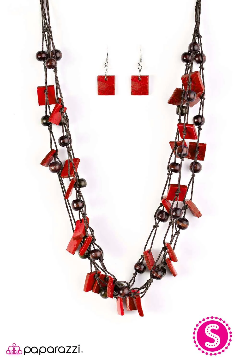 Paparazzi Accessories - Me, Myself and Island #N624 Peg - Red Wood Necklace