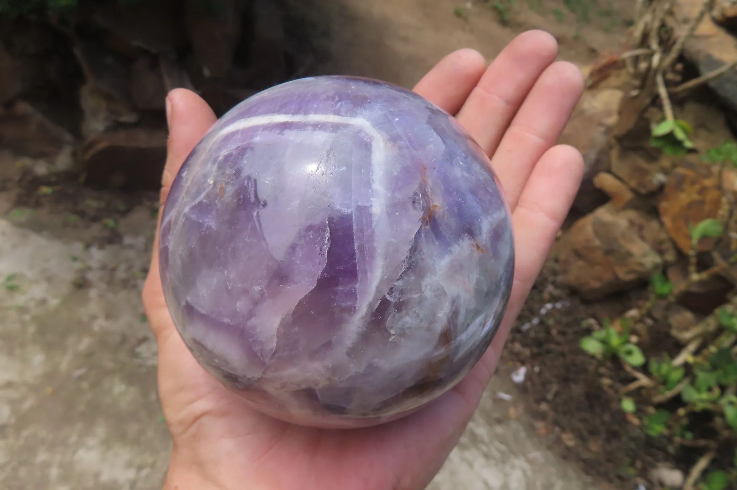 Polished Chevron Amethyst Sphere x 1 From Madagascar