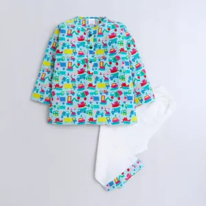 Polka Tots Kurta Pajama for Kids 100% Super Soft Cotton Night Suits for Boys & Girls Truck Green