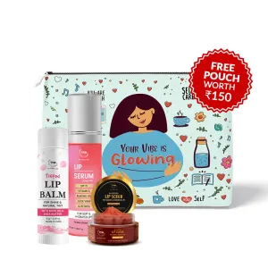 Red Side Lipcare Kit (Tinted Lip Balm, Lip Scrub, SPF 15 Lip Serum   Get a FREE Pouch)
