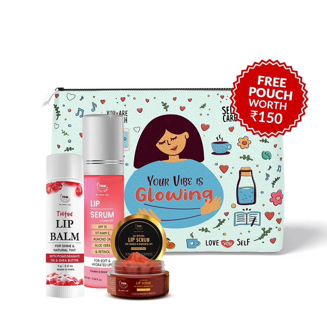 Red Side Lipcare Kit (Tinted Lip Balm, Lip Scrub, SPF 15 Lip Serum   Get a FREE Pouch)