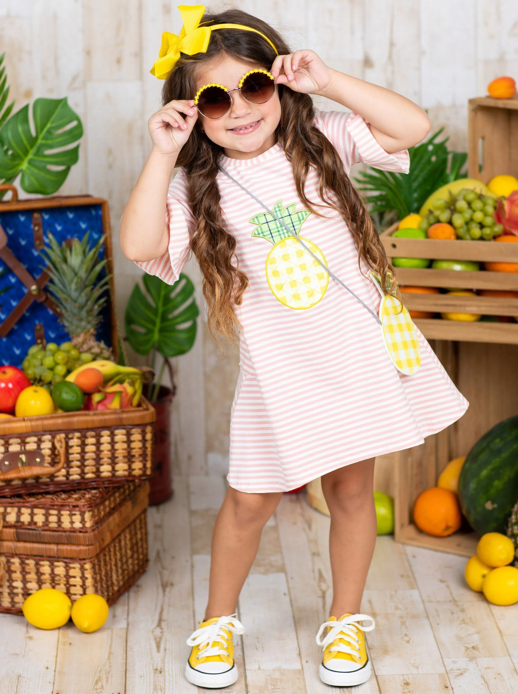 Refreshing Pineapple Dress and Purse Set
