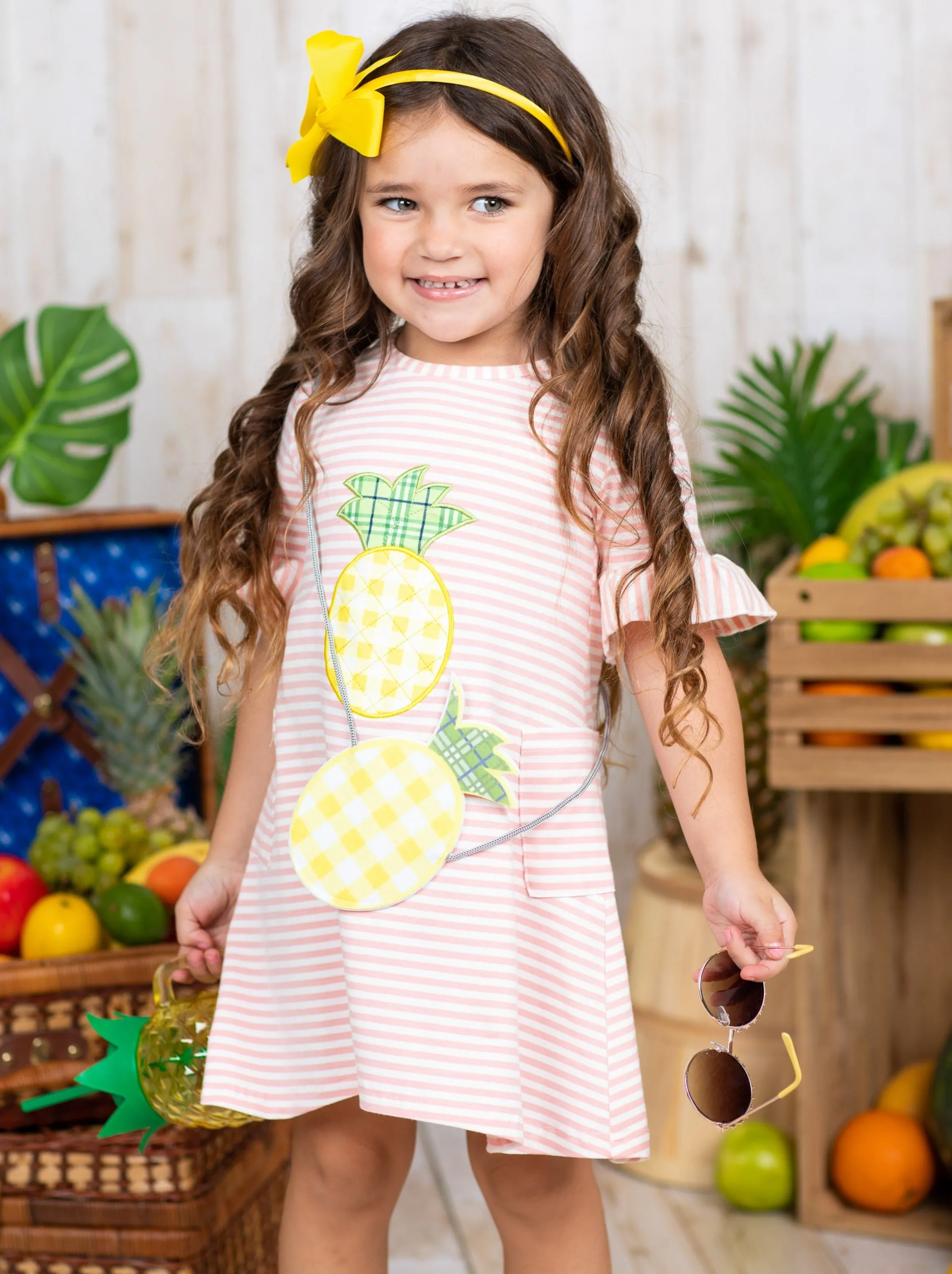Refreshing Pineapple Dress and Purse Set