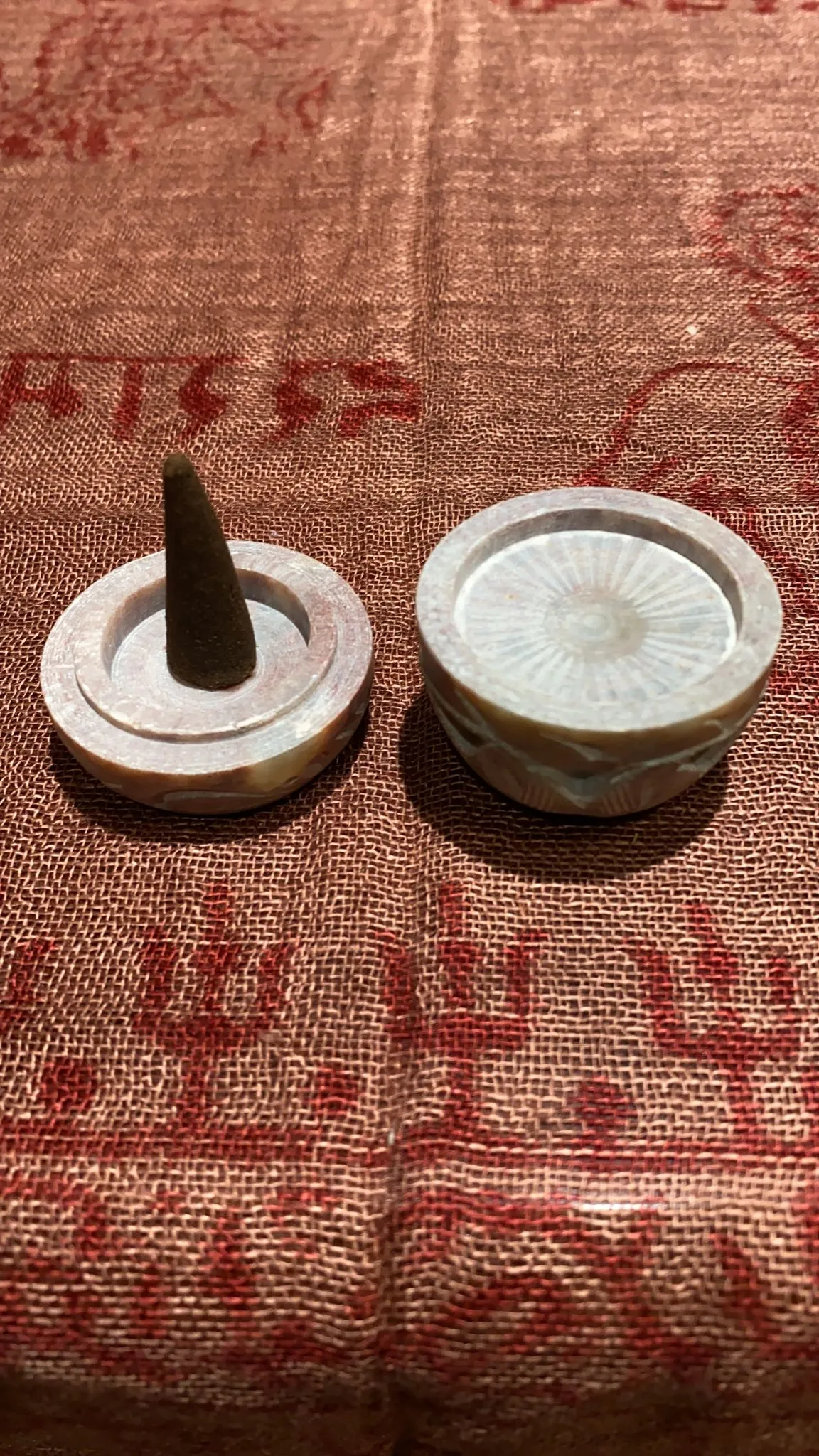 Soapstone Floral Lidded Cone Burner