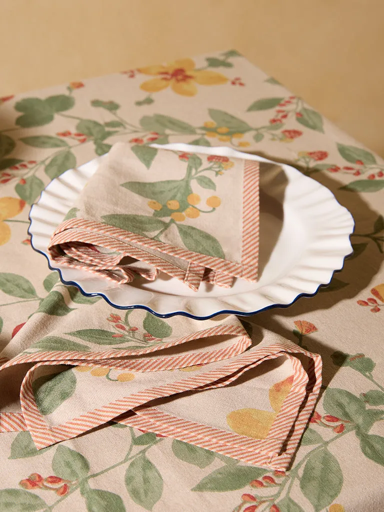 Westside Home Yellow Floral Design Placemats (Set of 4)