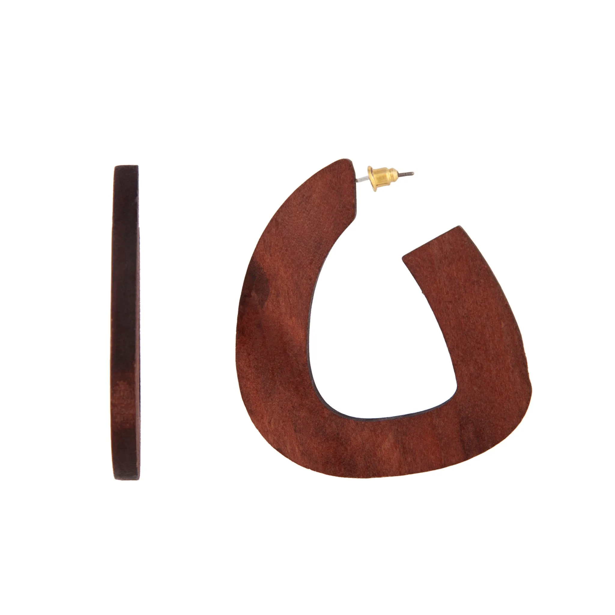 Wood Irregular Hoop Earrings
